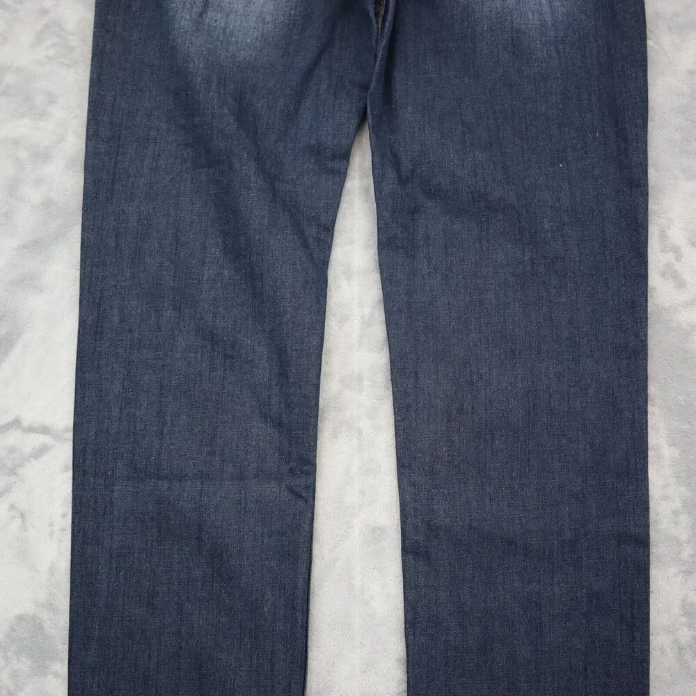 American Bazi Pants Womens 5 Blue Denim Straight Distressed High Rise Long Pants